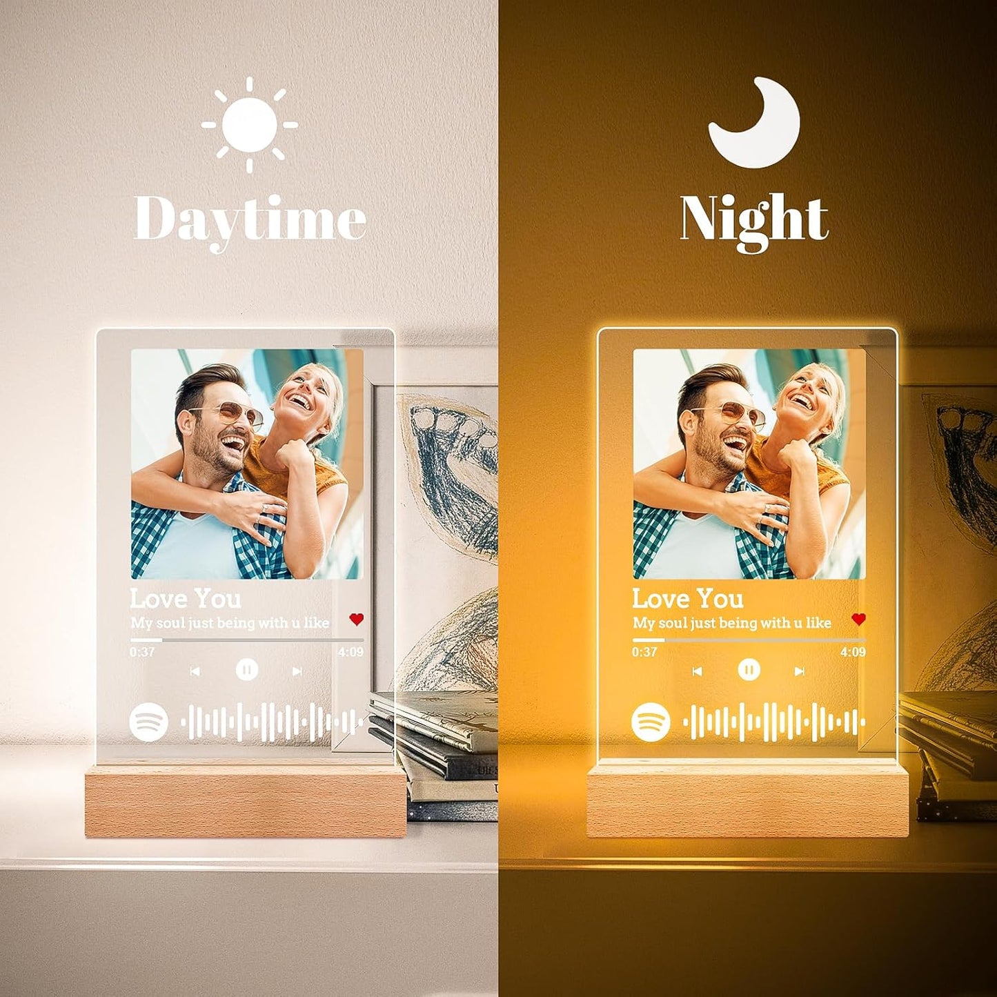 Custom Spotify Plaque Picture Frames, Custom Acrylic Spotify Song Plaque, Personalized Photo Picture Frame, Personalized Anniversary Birthday Gifts for Women Men Girlfriend Boyfriend Couples Her Him
