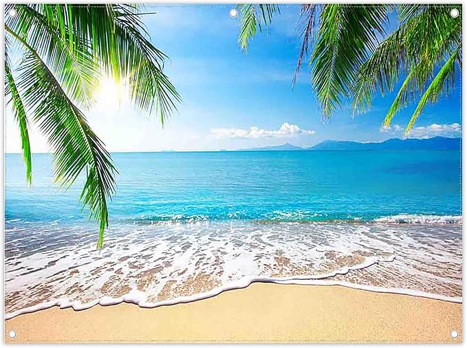 8x6ft Summer Beach Photography Backdrop Hawaii Tropical Banner | Ocean Seaside by ZTHMOEBACKDROP