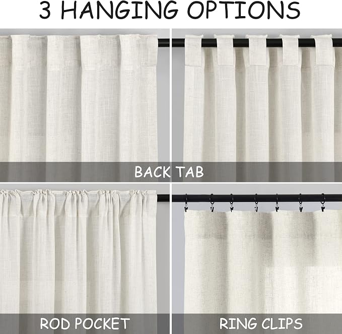 Cream Linen Curtains 81 Inches Long - Image 2