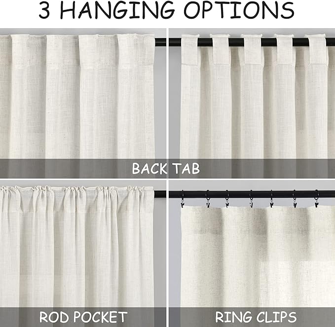 Cream Linen Curtains 71 Inches Long - Image 2