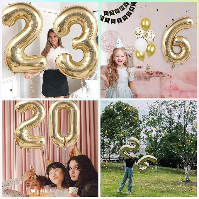 Light Gold Number 33 Balloon 40in White Gold 33 Foil Mylar Digital Balloon | - Image 2