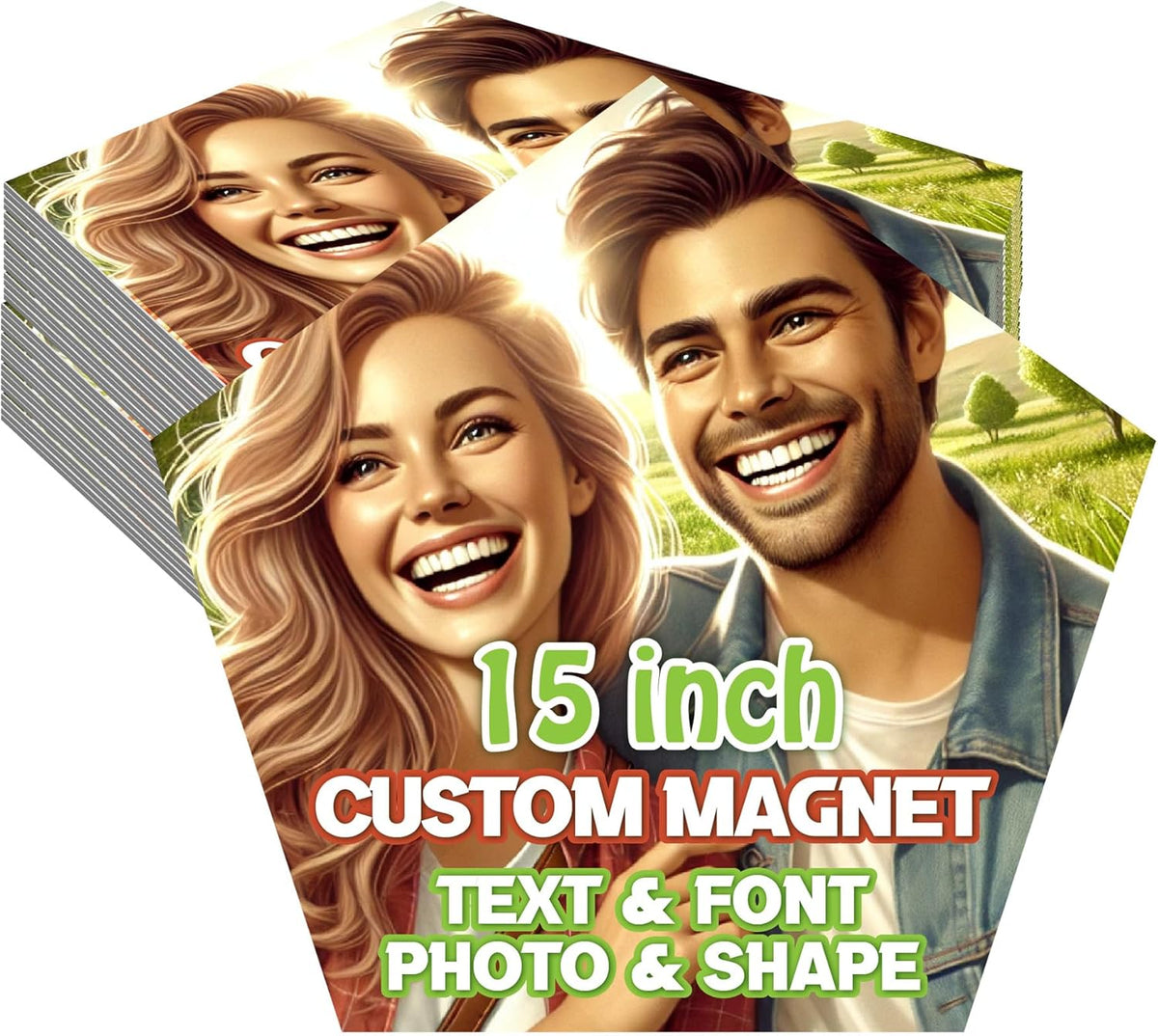 KETABAO – 15" Pentagon Custom Refrigerator and Car Photo Magnets - Personalize with Photos of Your Home, Office and Vehicle