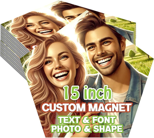 KETABAO – 15" Pentagon Custom Refrigerator and Car Photo Magnets - Personalize with Photos of Your Home, Office and Vehicle