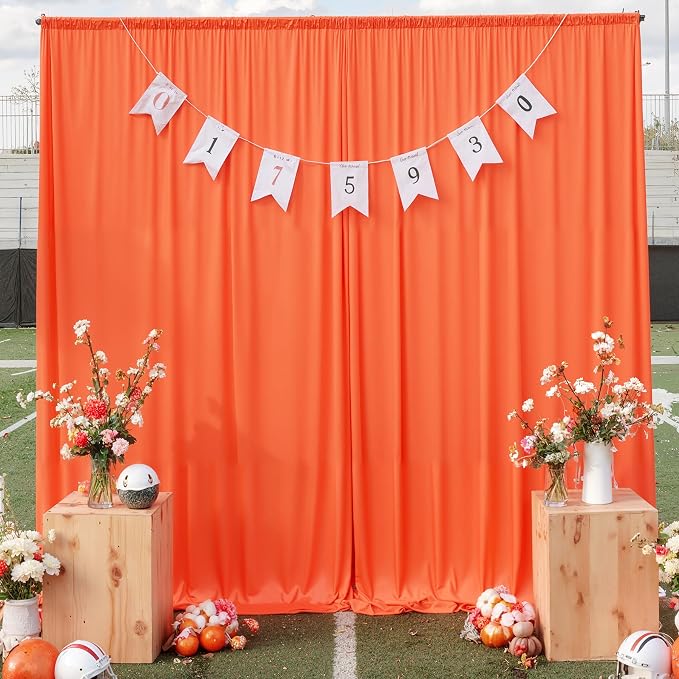 10 ft x 10 ft Wrinkle Free Orange Backdrop Curtain - Image 8