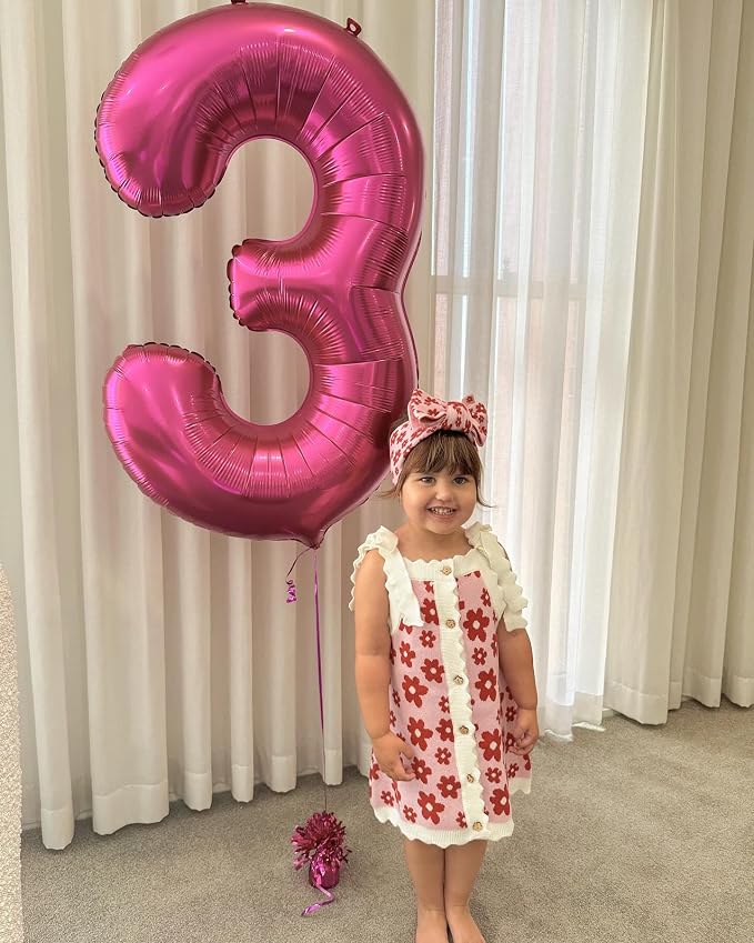 5 Balloon - Pink Birthday Number Balloons, 40 Inch Decorations Men Women | Pink - Image 3