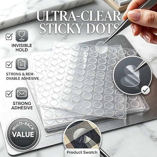 Glue Dots Double Sided 400 PCS, 0.79 Inch Clear Sticky Tack, Transparent - Image 2