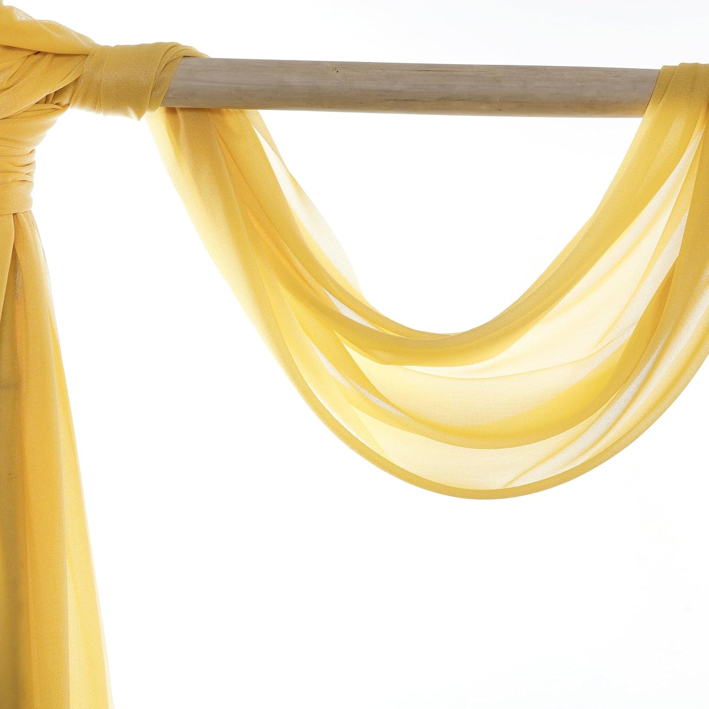 VDS Pack of 2 Panel (30 Inch X 20 Feet) Wedding Arch Draping Fabric Sheer Chiffon Fabric Drapery for Wedding Ceremony Reception Swag Backdrop Canopy Chuppah ARBO Altars Decoration (Gold)