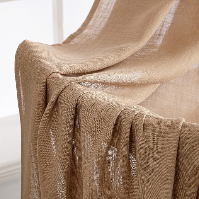 MIULEE Light Brown Linen Curtains 42x84 Inch Length 2 Panels - Image 6