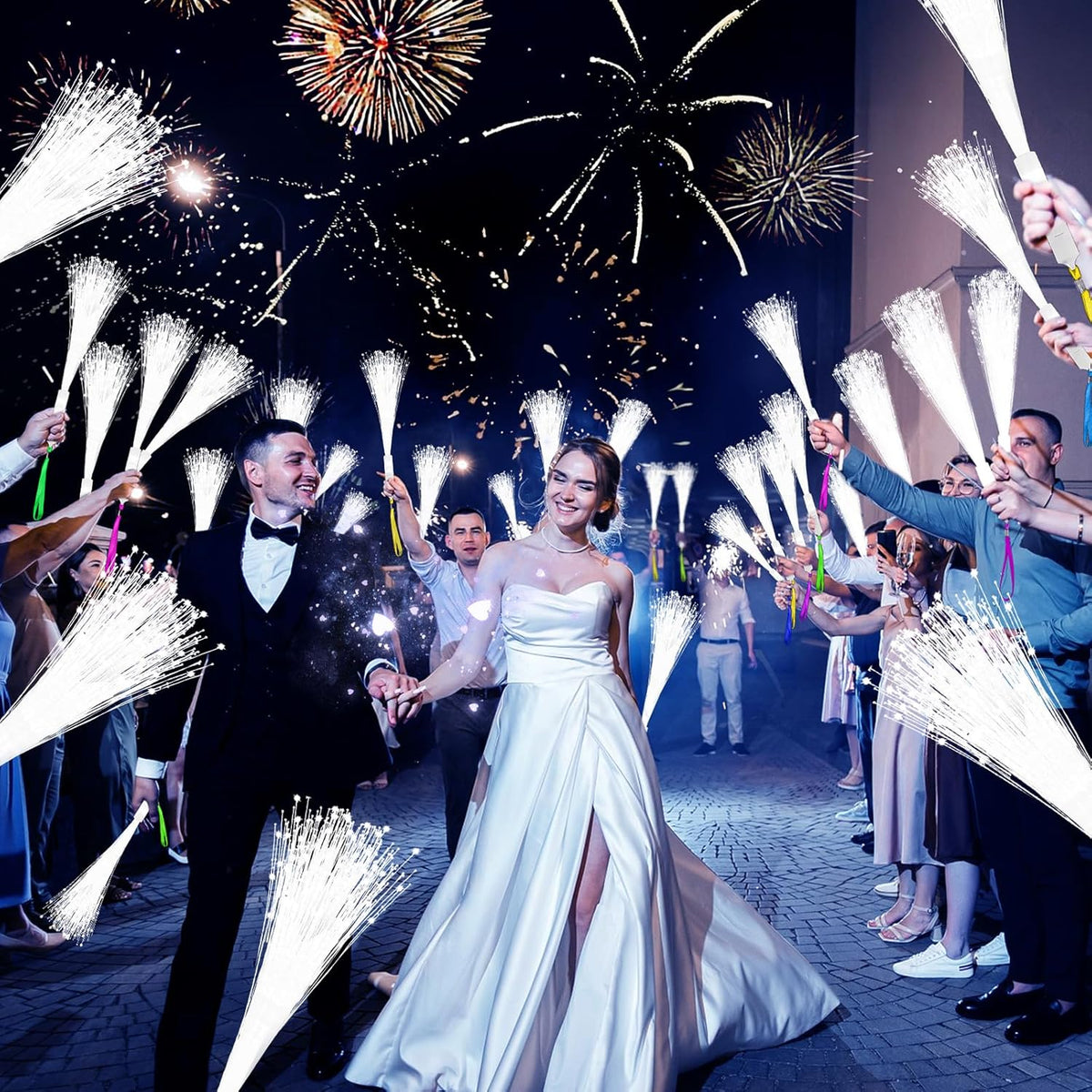 36 PCS White Fiber Optic Sticks, LED Fiber Wands, Fiber Optic Wand with 3 Light Modes, Glow in the Dark Party Supplies, Wedding Party Supplies, for Wedding, New Year, Birthday, Carnival