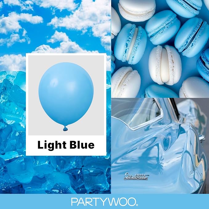 PartyWoo Light Blue Balloons 123pcs Baby Pastel Blue Color 5 Inch | 18 12 10 5 - Image 2