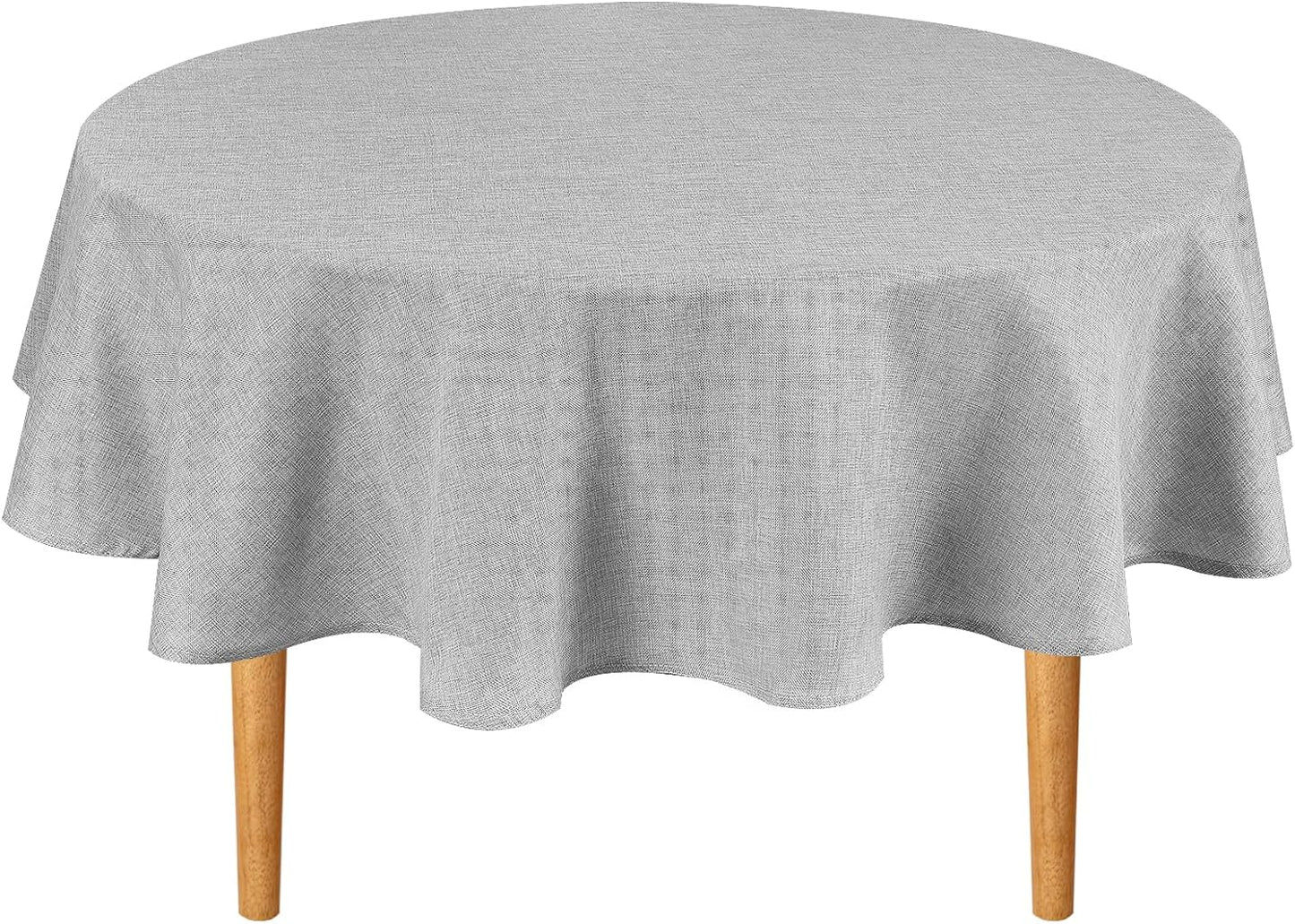 Hiasan Round Table Cloth 30 Inch Linen - Wrinkle and Stain Resistant Washable Polyester Fabric Table Cloth for Dining Room Kitchen Party, Light Grey
