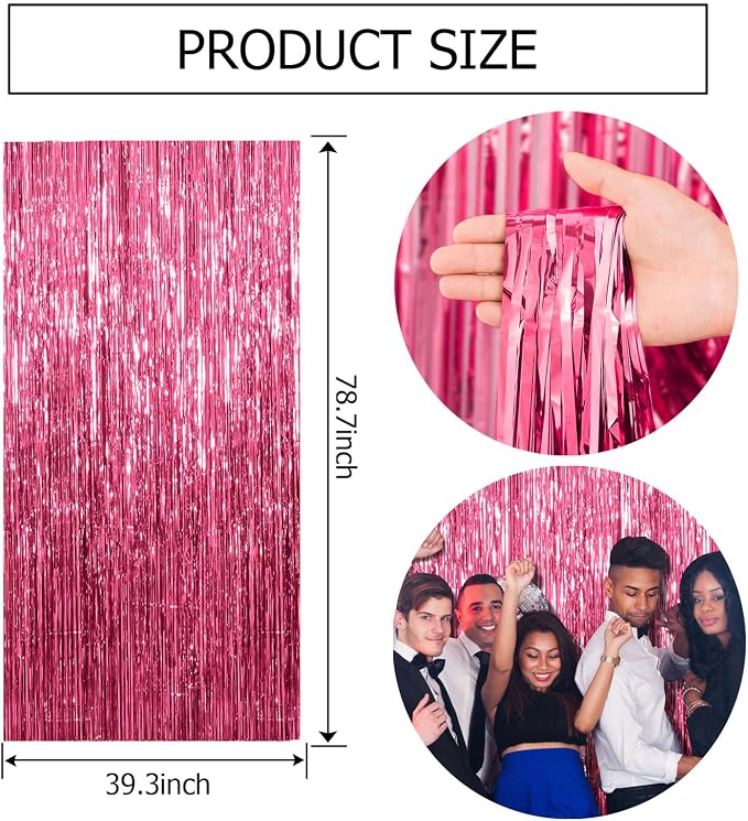 BOMSI 10 Pack Pink Backdrop Party Decorations Tinsel Curtain Party Backdrop - Image 7