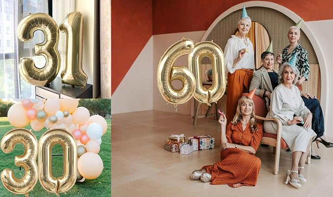 Light Gold Number 46 Foil Balloons 40 Inch White Gold 46 Mylar Balloon | 46th - Image 3