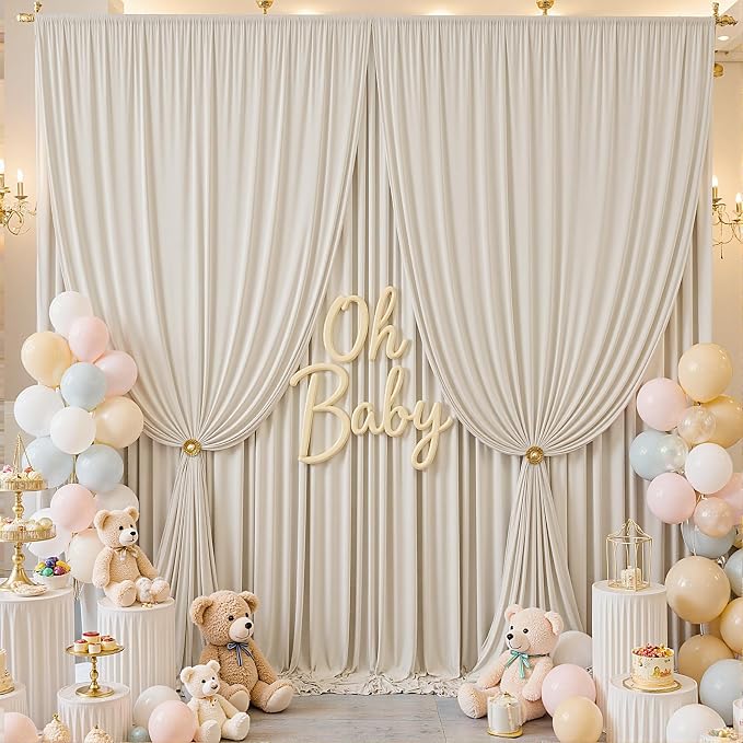 20×12ft Wrinkle Free Beige Backdrop Curtain - Image 8