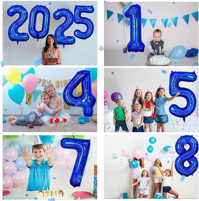 40 inch Navy Blue Number Balloon Dark Blue 8 Balloons Giant Foil Helium - Image 4