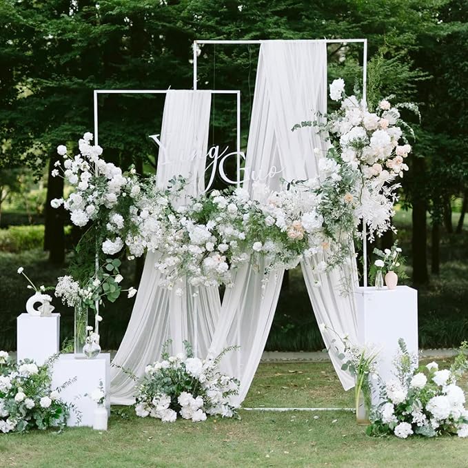 White Wedding Arch Draping Fabric Backdrop Drapes Sheer 3 Panels | 28.7"x20FT - Image 6