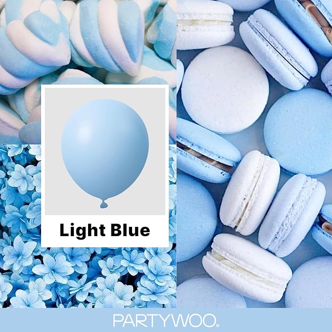 PartyWoo Light Blue Balloons 140pcs Baby Pastel Sky Aqua Blue Color | Different - Image 2