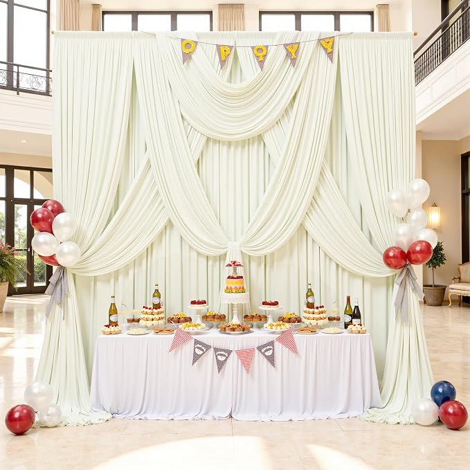 30ft×12ft Ivory Backdrop Curtain - Image 3
