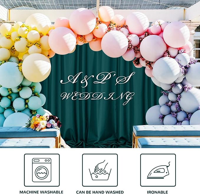 Hunter Green Backdrop Curtains for Parties Wedding Curtains Rod Pocket Green - Image 7