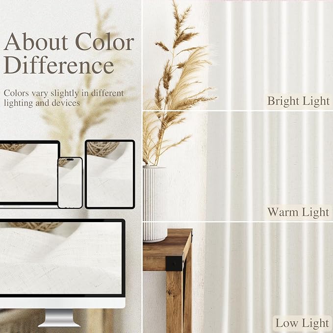 Neutral Linen Curtains 96 Inches Long - Image 3
