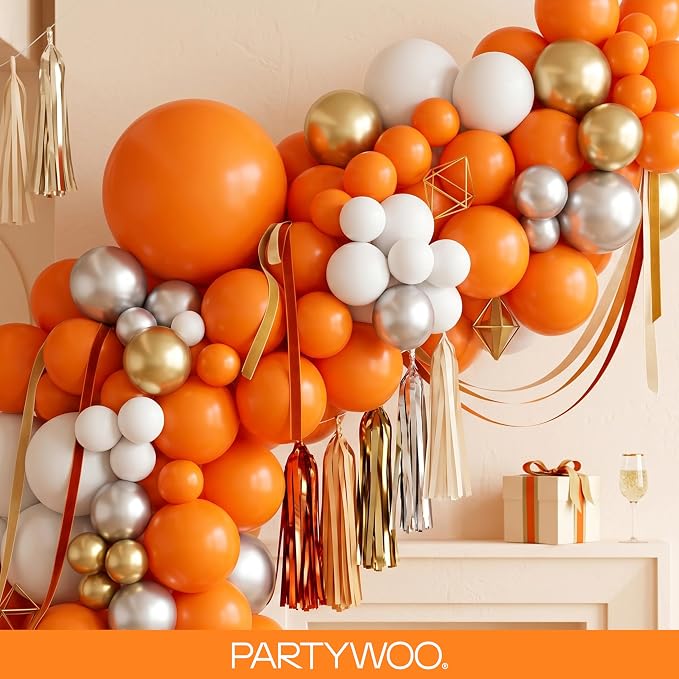 PartyWoo Orange Balloons 100pcs Fall Latex Helium Balloons Different Sizes | 18 - Image 8