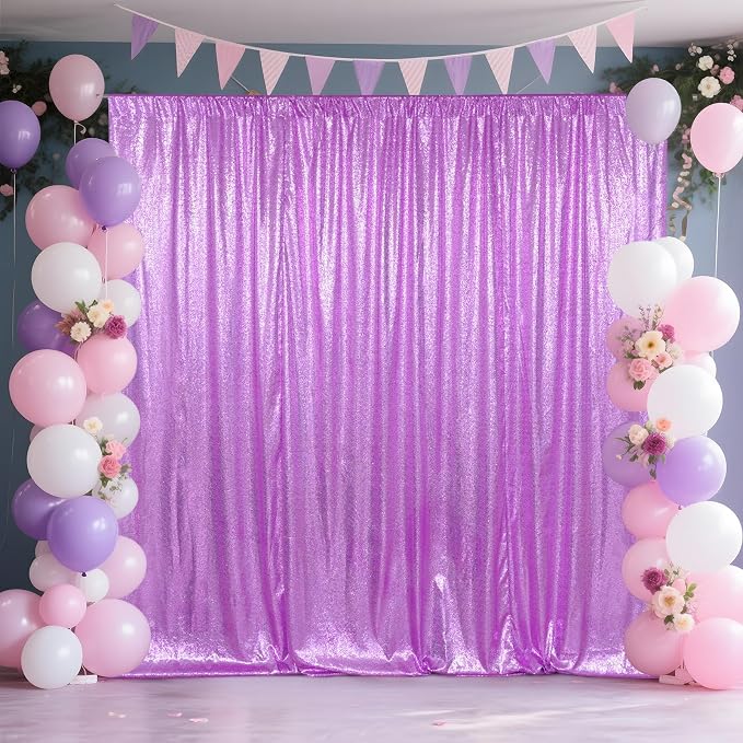 SquarePie 8x10ft Lavender Sequin Backdrop, High Density Non-Transparent Glitter - Image 4
