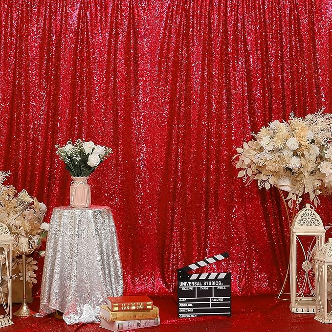 Eternal Beauty Red 3mm Sequin Backdrop 10x10 Ft - Image 8