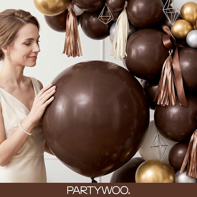 PartyWoo Dark Brown Balloons 152pcs Boho Coffee Neutral Color | 18 12 10 5 Inch - Image 9
