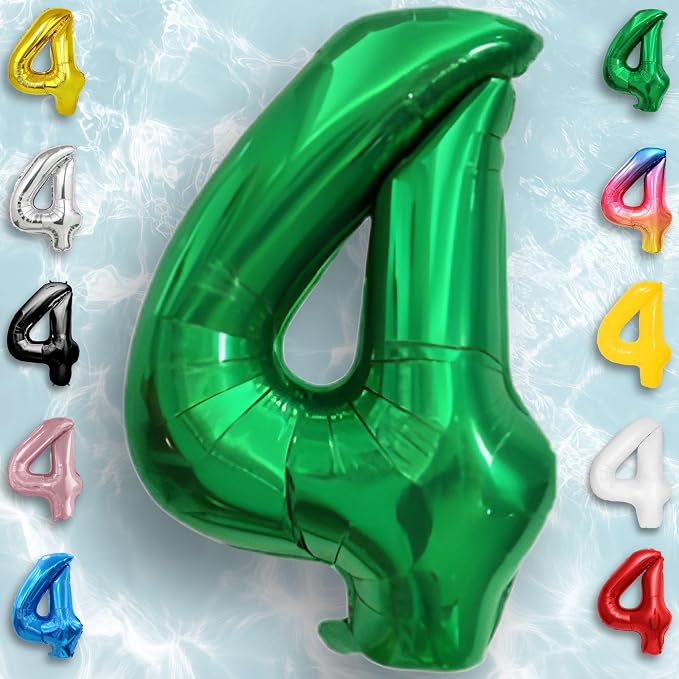 Green Number Balloon 4 Mylar Foil Balloons 32 inch - Image 2