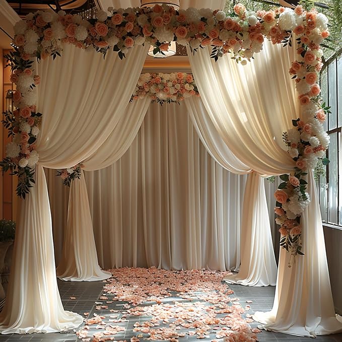 30x10ft Wrinkle Free Ivory Backdrop Curtain - Image 6