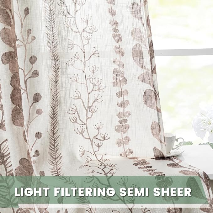 Flax Linen Boho Curtains 95 Inches, 2 Panels Light Filtering Window Modern - Image 4