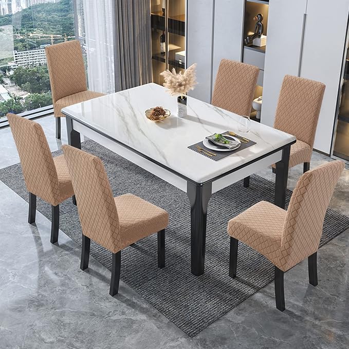 Waterproof Dining Chair Covers Set of 4 Parsons Chair Slipcovers | Double - Image 6