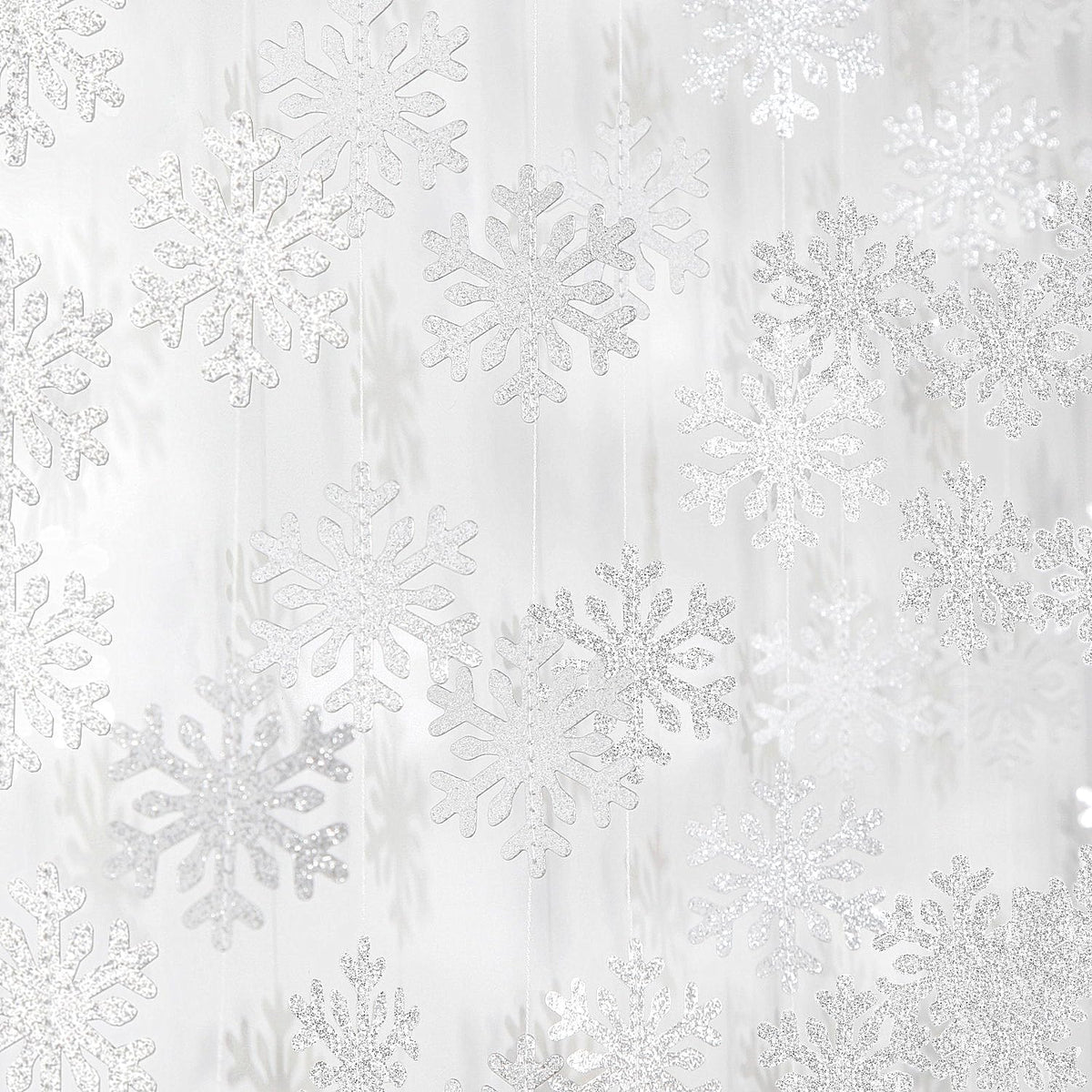 Snowflake-Snow Silver Christmas Party-Decoration Garland - 52ft Frozen Winter Wonderland Ornaments Hanging Paper Streamers,New Years Birthday Baby Shower Wedding Holiday Ceiling Decor Hugfond