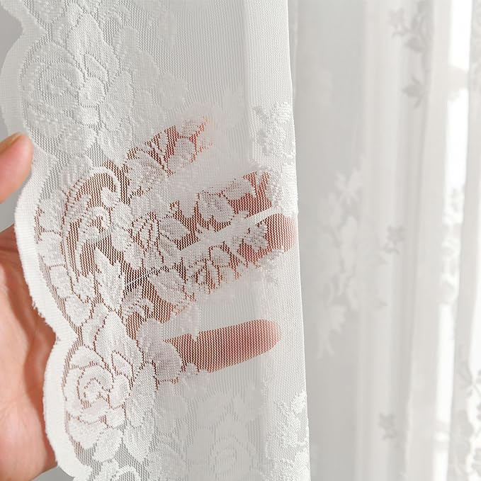 Kotile Short Ivory Lace Curtains - Image 5