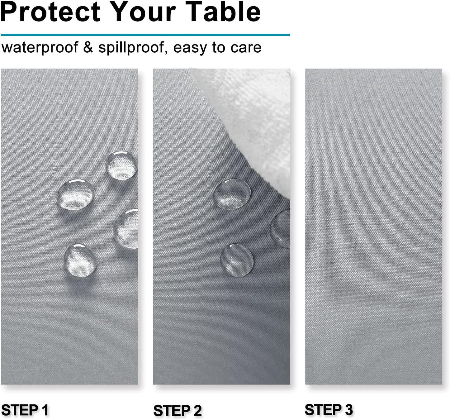 Hiasan Silver Grey Rectangle Tablecloth - Waterproof and Spillproof Washable Fabric Table Cloth for Dining Room Kitchen Party and Outdoor, 52 x 70 Inch