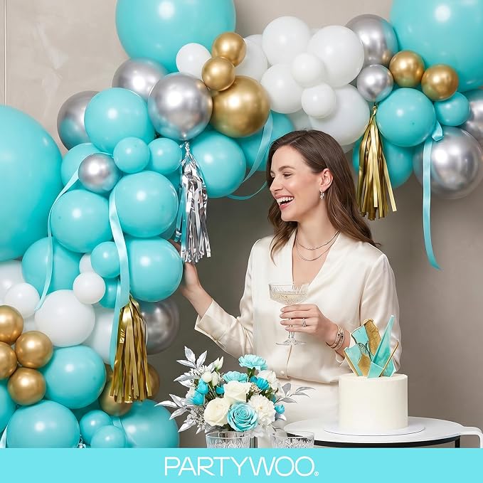 PartyWoo Teal Balloons 120pcs Turquoise Dark Teal Color 5 Inch | 18 12 10 5 - Image 9