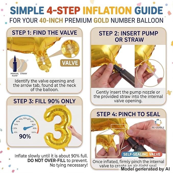 40 Inch Gold Number 16 Foil Balloon - Image 5