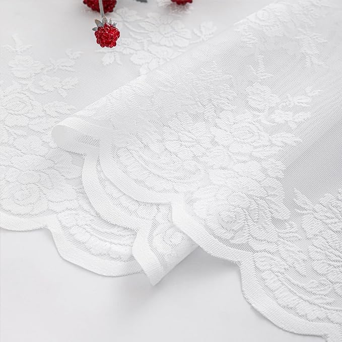 Kotile Vintage White Lace Curtains - Image 9