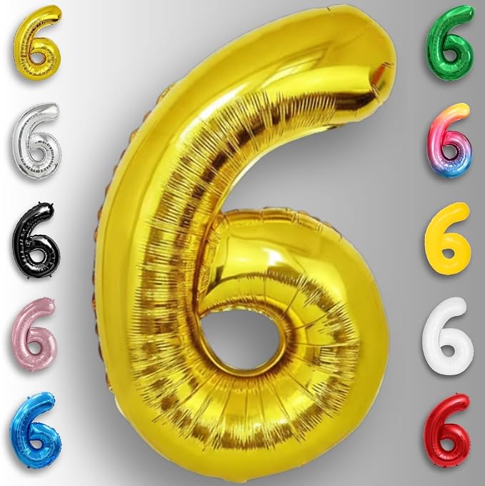 Gold Number Balloon 6 Mylar Foil Balloons 40 inch - Image 6