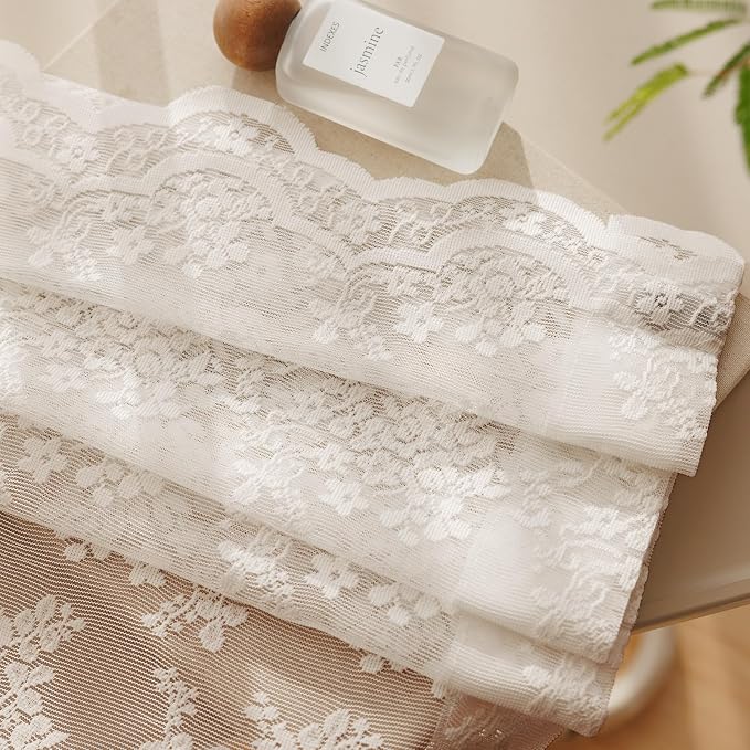 Anmao Vintage Lace Curtains 96 Inches Long 2 Panels Set, Romantic Elegant Light - Image 8