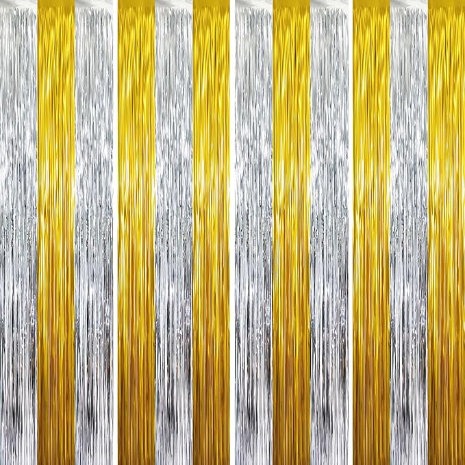 GOER Metallic Tinsel Foil Fringe Curtains Party Photo Backdrop Party Streamers by GOER