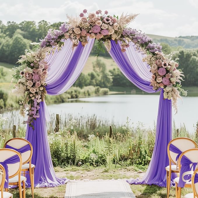 Wedding Arch Draping Fabric Backdrop 28.7" x 20FT, Lavender Purple | Sheer - Image 3