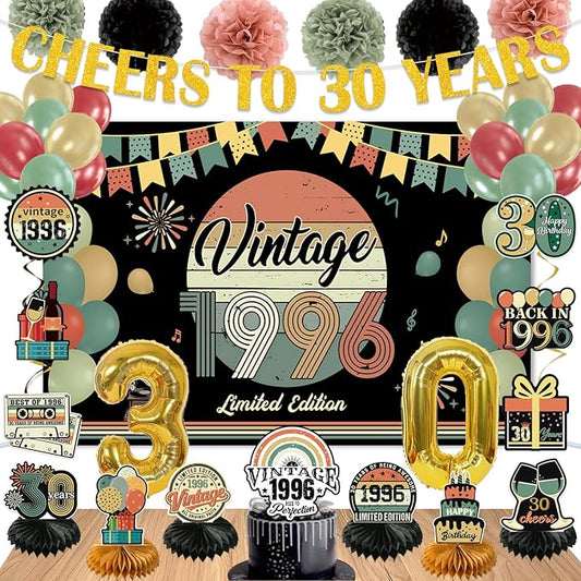 Vintage 47Pcs 30th Birthday Decorations by Unknown