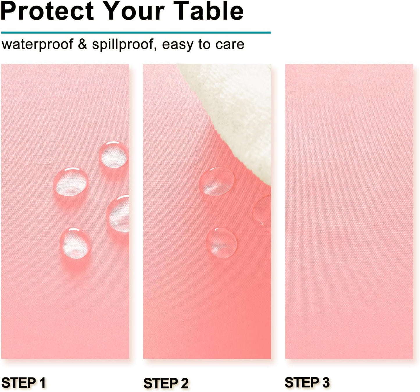 Hiasan Waterproof Tablecloth Rectangle - Washable Fabric Table Cloth for Dining Room Kitchen Birthday Party and Outdoor Use, Rose Pink, 70 x 90 Inch