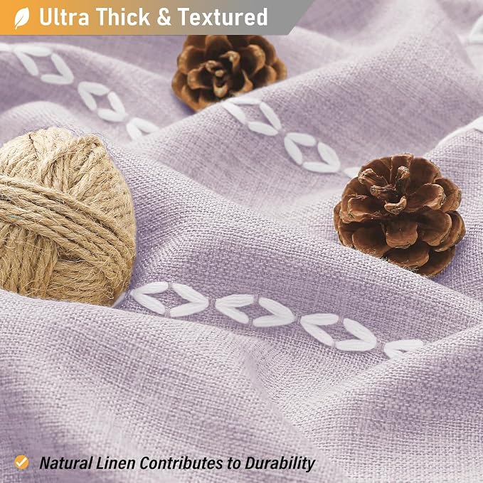 Lavender Cream Boho Farmhouse Linen Heavy Duty Shower Curtain, 72x72 | 330GSM - Image 3