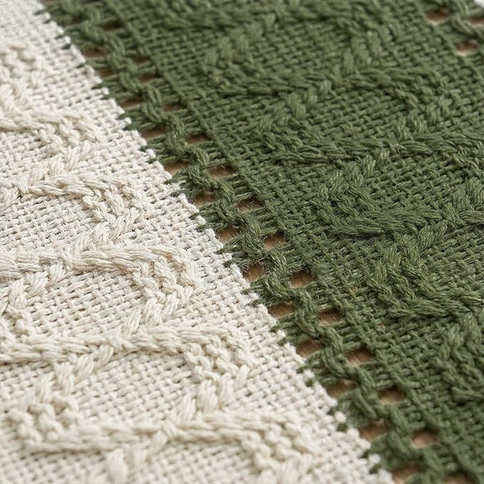 Artoid Mode Army Green Farmhouse Rustic Table Runner 12x108 Inch | Seasonal - Image 6