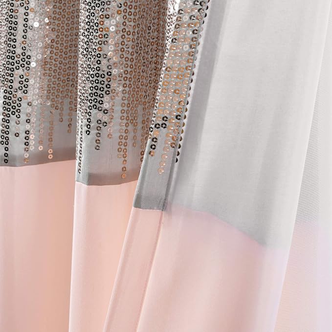 Lush Decor Night Sky Window Curtain Panel, Single 42"W x 63"L Gray & Blush - Image 5