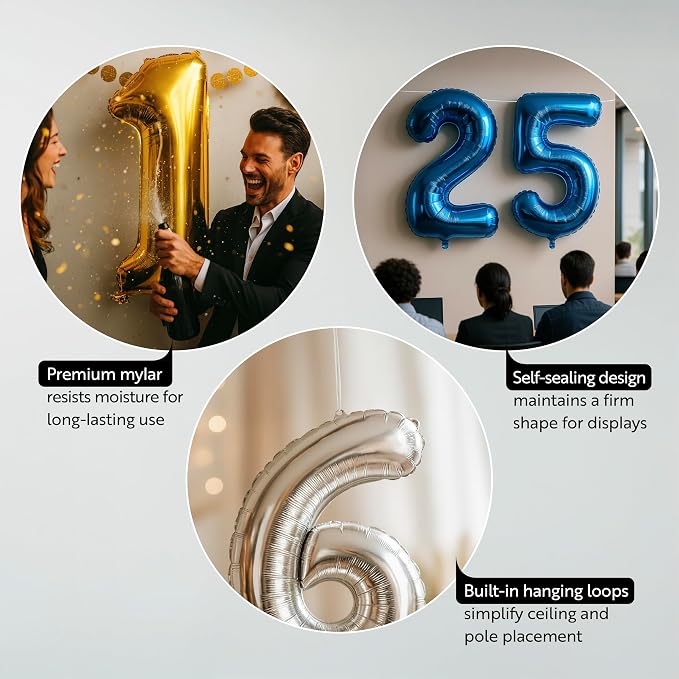 Restaurantware-Balloonify 16 Inch Number Balloon, 1 Digital Party Balloon - Image 3
