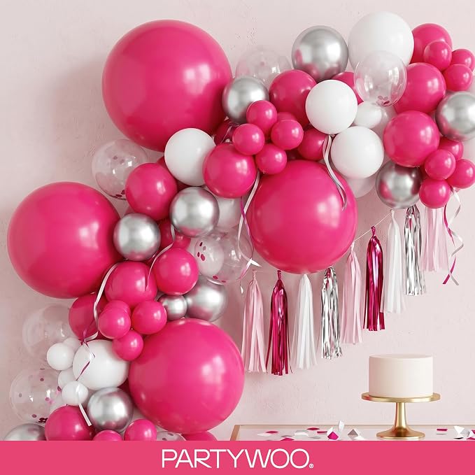 PartyWoo Hot Pink Balloons 140pcs Magenta Fuchsia Color 18 12 10 5 Inch | 18 12 - Image 8