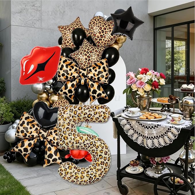40Inch Large Leopard Print Number 6 Foil Balloons Cheetah 6th Wild One First - Image 5
